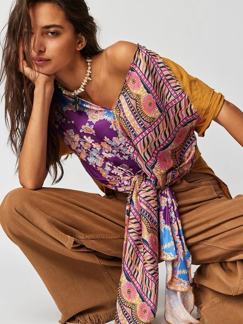 Free People Pick Your Scarf Maxi Tee size small.  Beautiful boho  pattern